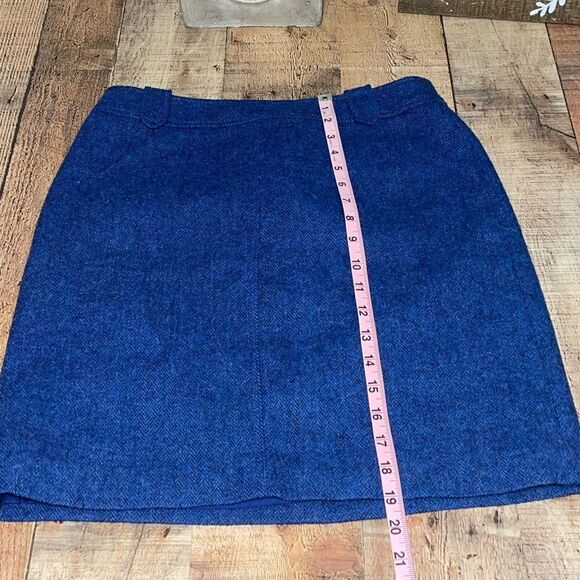 Blue Wool Skirt A Line Herringbone Tweed Royal Blue Talbots Size 8P - Picture 6 of 9